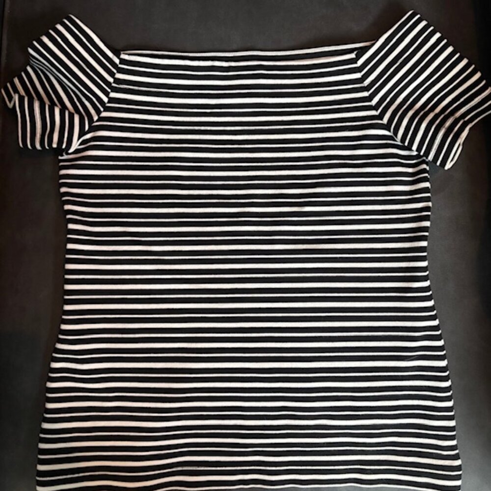 Ann Taylor Black & White Striped Seater - XS